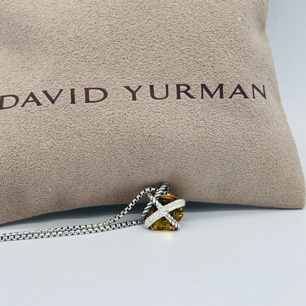 David Yurman Cable Wrap Citrine & Diamonds Necklace 16"-17"